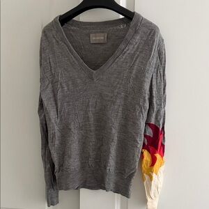 Zadig & Voltaire Gray Sweater with Red and Yellow Accents